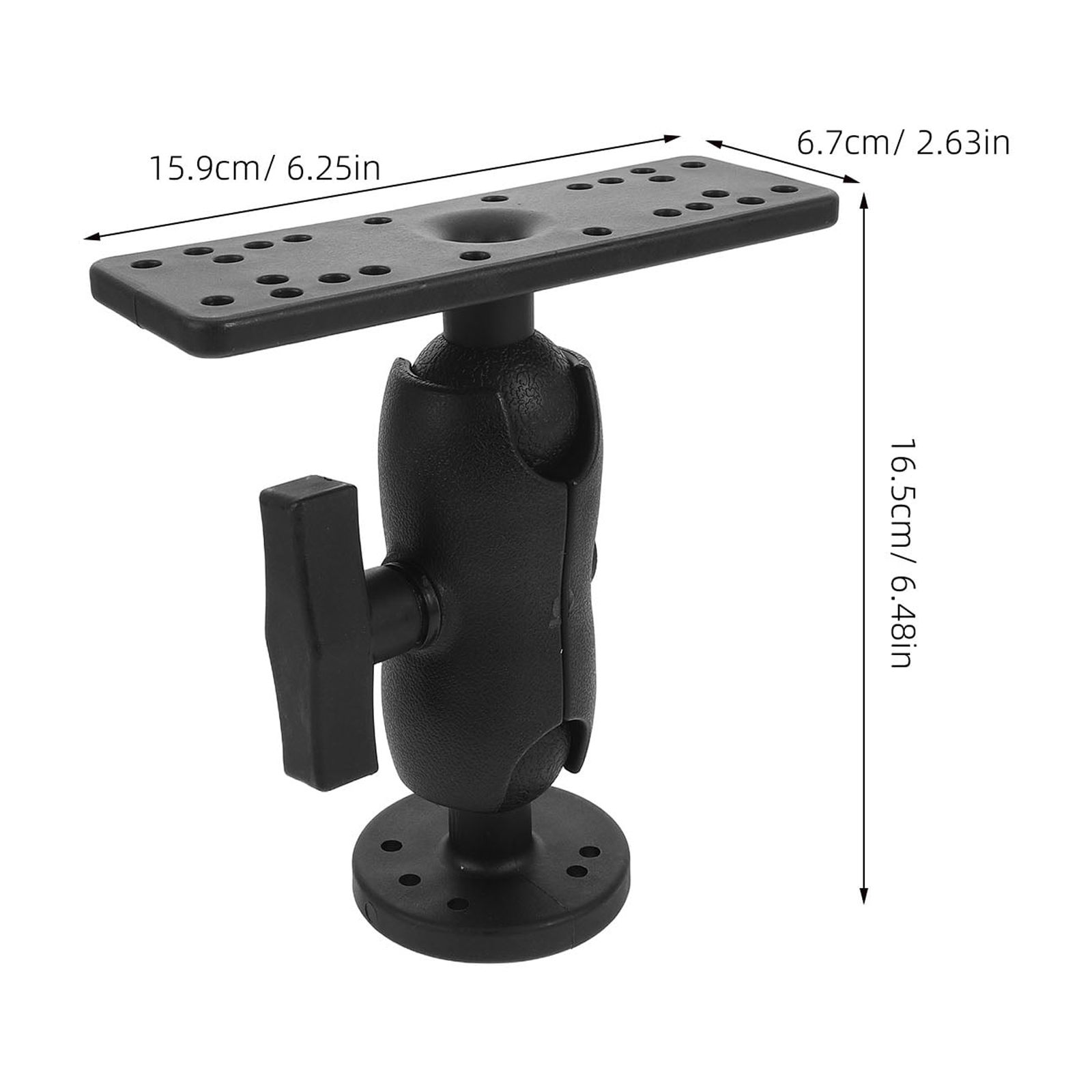 LOLIPPYY Black Adjustable Fish Finder Mount with 360° Swivel Rotating Universal Holder for Kayaks, Boats, and Fishing Gear