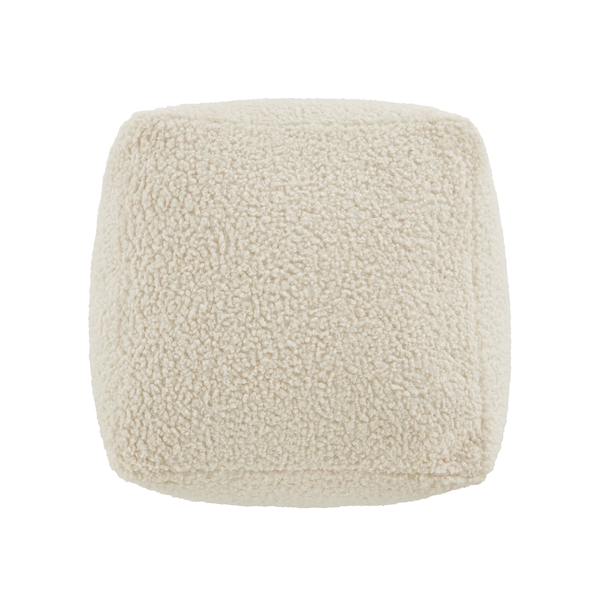 Weston Home Ditmars Modern Boucle Accent Chair with Cube Pouf Footrest, White