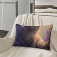 thumbnail image 5 of Lsque Purple Flower Lazy Cat Pattern Pillow Case – Soft & Cozy Throw Pillow Cover, Hypoallergenic Cushion Case for Sleeping Women with Envelope Closure-16"x24", 5 of 6