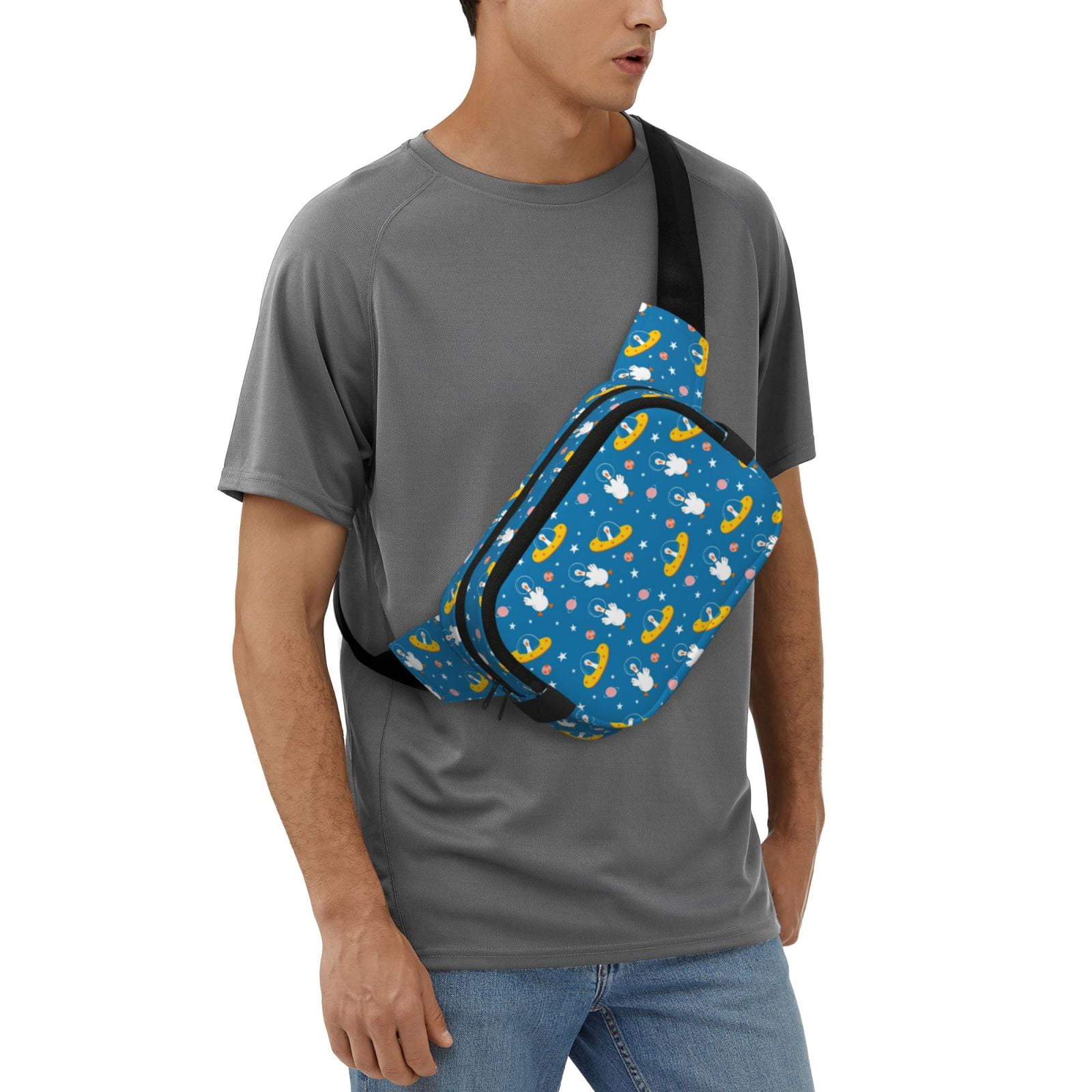 Hirioo Cartoon Goose for Double Layer Waist Bag Adjustable Fanny Pack For Travel Running Hiking