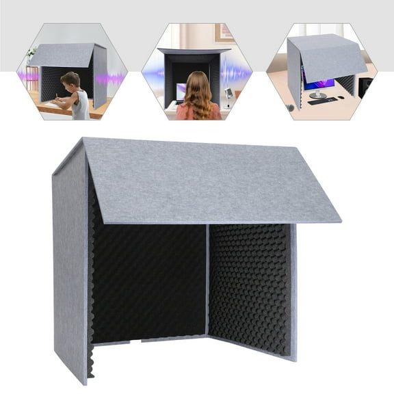 Soundproof Booth Portable Studio Sound Recording Desktop Soundproof Cover Black for Recording Studios
