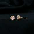 thumbnail image 3 of Rosec Jewels Round Morganite Solitaire Stud Earrings with Diamond (1.25 CT, AAA Grade), 10K Yellow Gold, 3 of 8