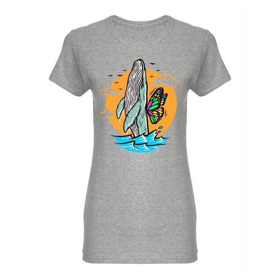 A Whale Wants To Fly Shaped T-Shirt Women -Image by Shutterstock, Female Small