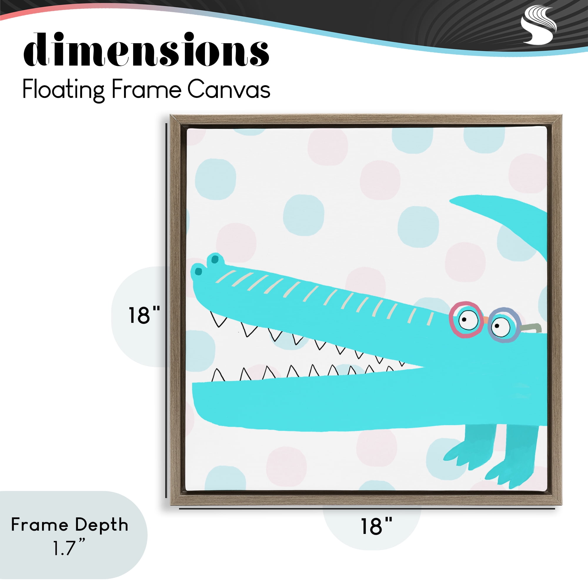 Stupell Industries Electric Blue Crocodile Brown Framed Floater Canvas Wall Art, design by Carla Daly
