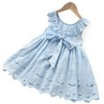 thumbnail image 2 of XBASW Toddler Kids Girls Dress Baby Bow Sleeveless Sundress Summer Lace Hollow out Dresses for Girls Size 2 -7 Years, 2 of 10