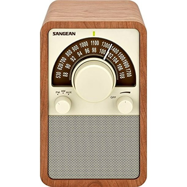 Sangean Tabletop AM/FM Radio with Large Display and Walnut Wooden