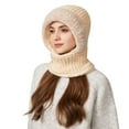 thumbnail image 5 of DAMAI Women's One Piece Knitted Beanie Hat Fleece Lined Winter Scarf Mask Set Windproof Hooded Balaclava 3 in 1 Beanie Hat with Scarf and Mask, 5 of 9