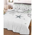thumbnail image 2 of Quilts Twin XL Size, Sage Green Eucalyptus Coastal Soft Comforter Bedding Set for Bed, Beach Conch Jellyfish Lightweight Quilted Bedspread with Pillow Cover(2 Pieces) for All Season, 68x98 Inch, 2 of 6