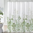 thumbnail image 5 of Green and Grey Shower Curtain, Watercolor Floral Bathroom Curtain Teal and White Shower Curtains 72×72 inches, 5 of 6