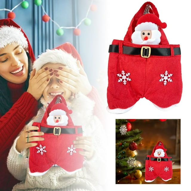 Artículos Para Fiestas Navideñas Bolsas Para Nochebuena Bolsas De Mano Con Dibujos Animados De Anciano, Muñeco De Nieve Y Ciervo. Bolsas Para Pantalones Con Cinturón Y Caramelos. Bolsas Para Pant