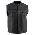 thumbnail image 2 of Milwaukee Leather LKM3720 Men's Black Leather Club Style Motorcycle Rider Vest with Concealed Snap Button Closure - 4X-Large, 2 of 4
