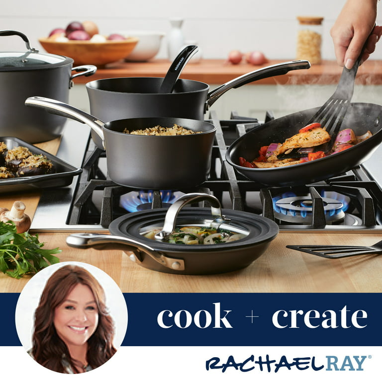 Rachael Ray Cook + Create Hard Anodized Nonstick Frying Pan with Helper Handle - Black - 14 in