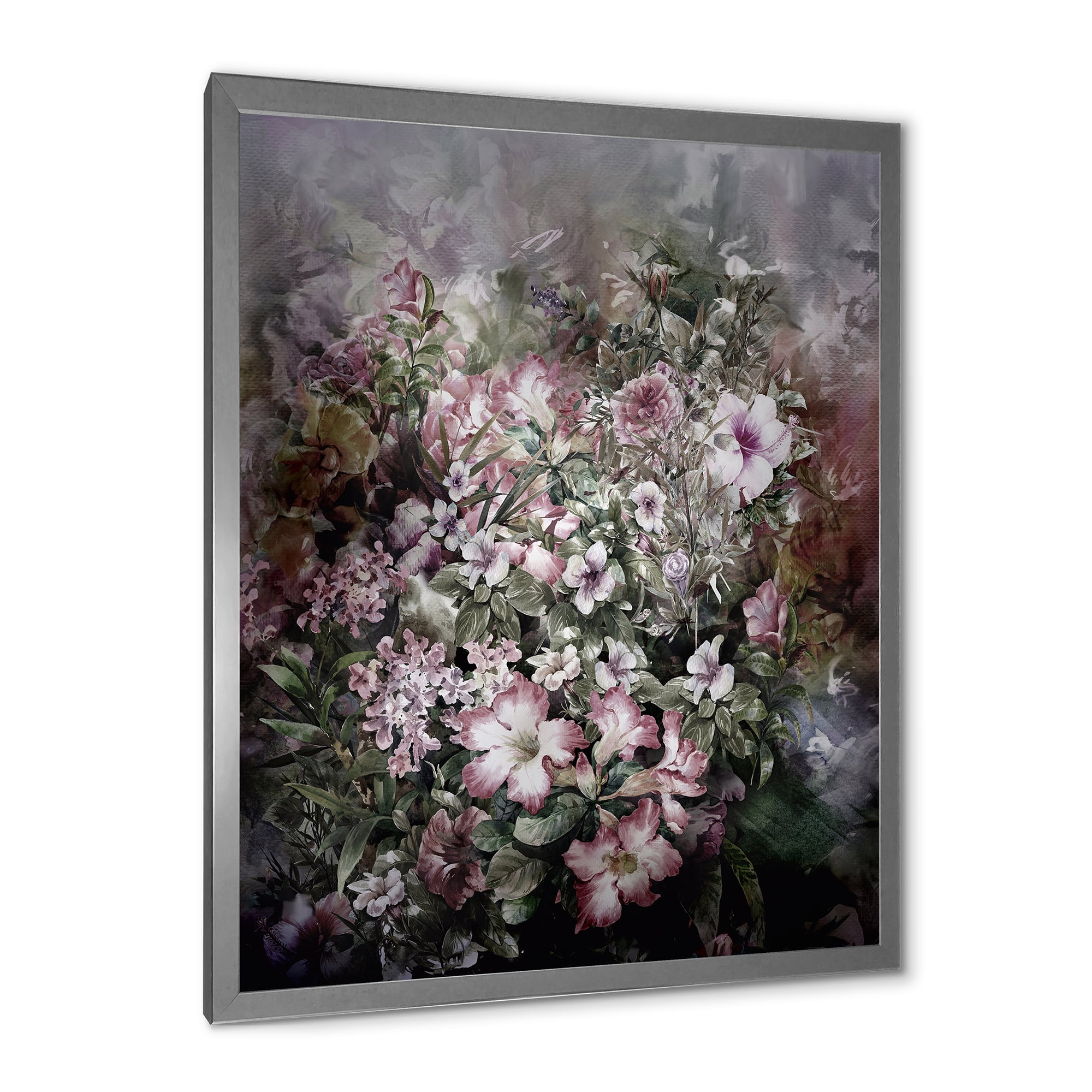 Designart 'Drawing of Flowers Retro IV' Vintage Framed Art Print