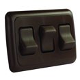 thumbnail image 1 of JR Multi Purpose Switch 12155 Triple Switch; Single Pole Single Throw SPST; Rocker; 1.625 Inch x 3.625 Inch Cutout; Non-Lighted; Brown, 1 of 2