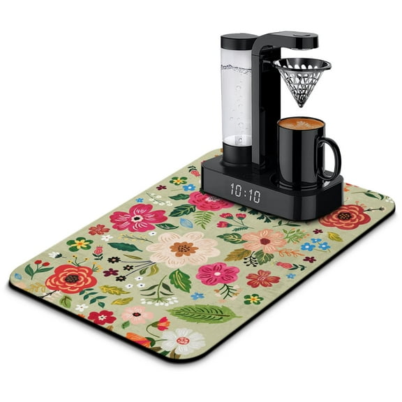 Washable Rubber Pioneer Dish Drying Mats for Kitchen Counter Home Large Coffee Bar Pad Accessories and Decor for Utensils Stemware 23.5''x15.5''