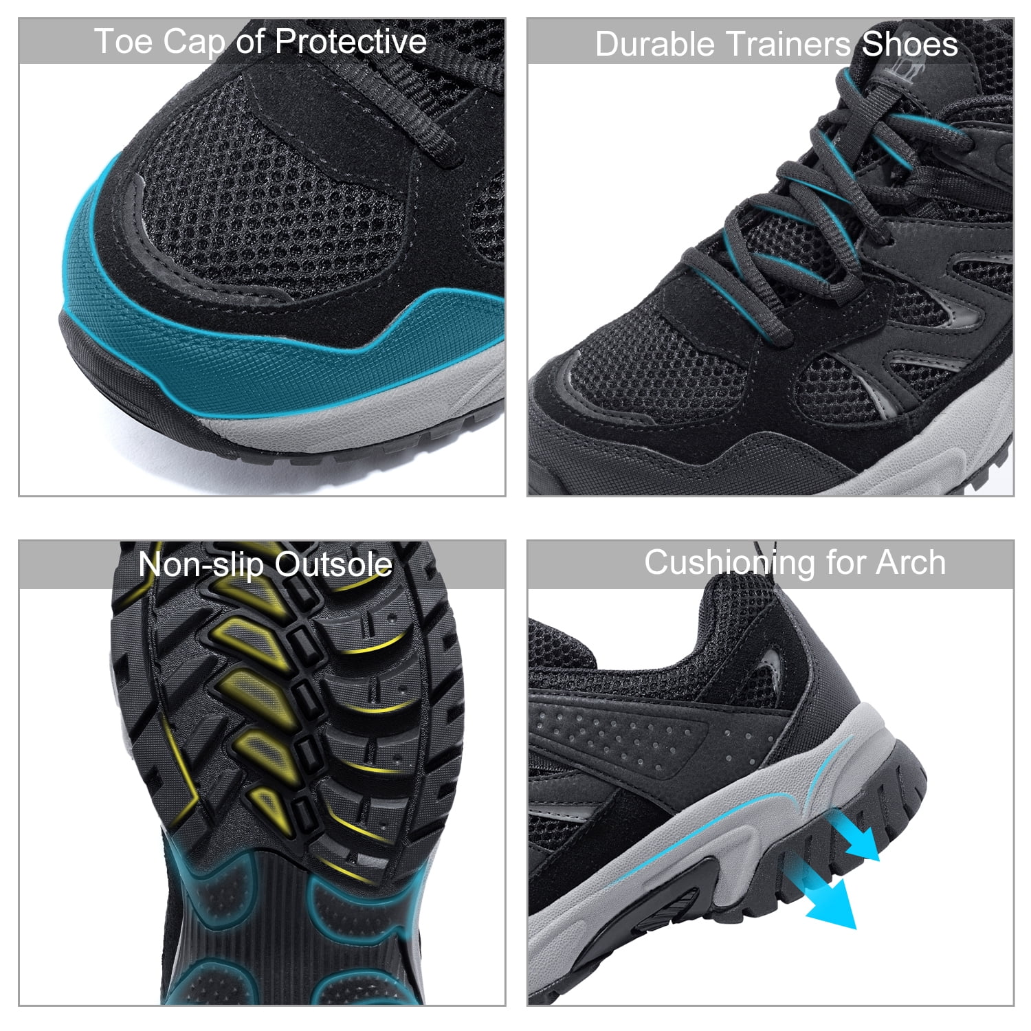 OutPro Men's Hiking Shoes Non-Slip Lightweight Sneakers Breathable Athletic Shoes Low-Top Trail Running Shoes