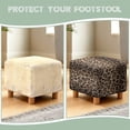 thumbnail image 6 of SCRAWLGOD Fur Leopard Print Brown Footstool Cover, Square Ottoman Cover Footrest Sofa Slipcovers Stool Covers Soft Footstool Covers Slipcovers Stretch Furniture Protector with Anti-Slip Band, 6 of 7