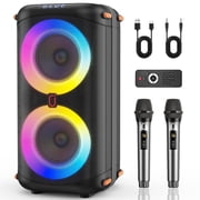 JYX Bluetooth Speaker, Dual 6.5'' Subwoofer Portable Party Speaker System for Outdoor, Deep Bass Party Box with Led Lights, T27-T