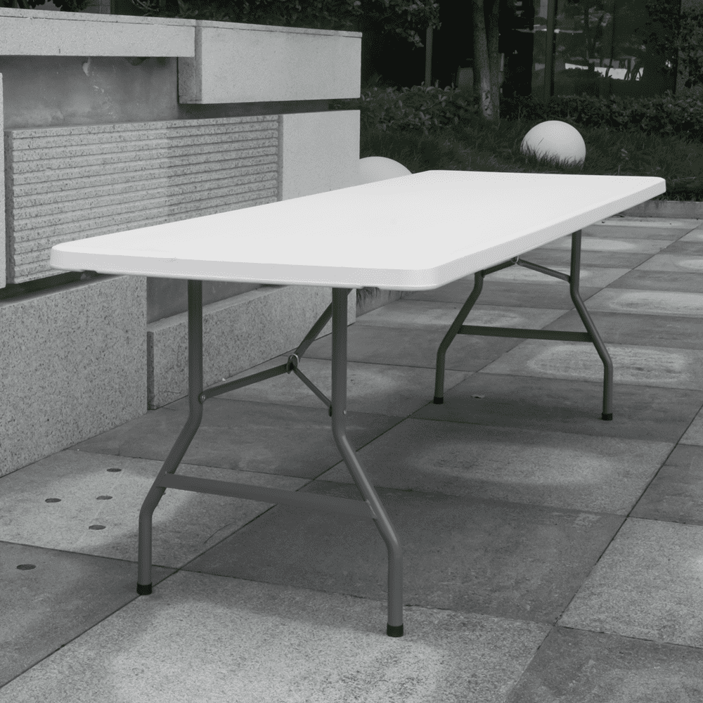 Heavy Duty 96'' 8ft Outdoor Party Event Solid Non-Folding Tabletop Rectangle Plastic Folding Table