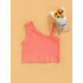 thumbnail image 2 of Kids Girls Breathable Vest Little Girls Sleeveless Sloping Shoulder Solid Tank Tops Summer Casual Crop Tops 2-8Y, 2 of 8