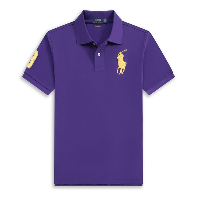 Short Sleeve Polo Shirt Men's Loose Plus Size Lapel Solid Color Cotton Embroidered Shirt