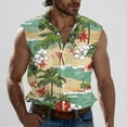 thumbnail image 2 of cllios Mens Summer Beach Tank Top Hawaiian Palm Tree Print Sleeveless Shirts Casual Button Down Collared Vest Tops with Pockets, 2 of 6
