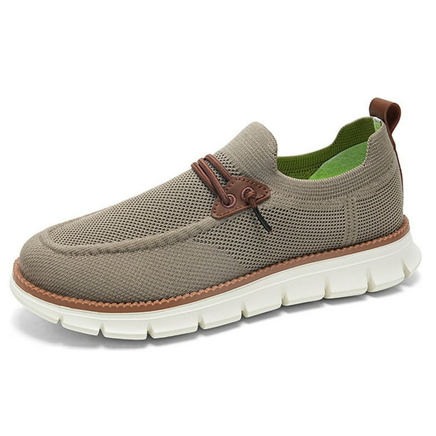 Zapatillas de deporte de malla para hombre Zapatillas sin cordones Mocasines casuales transpirables para el trabajo y negocios