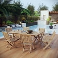 thumbnail image 2 of Modern Contemporary Urban Design Outdoor Patio Balcony Garden Furniture Side Dining Chair and Table Set, Wood, Natural, 2 of 8