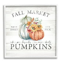Fall Market Pumpkins Rustic Country Sign Autumn Florals Botanical & Floral Graphic Art Framed Art Print Wall Art