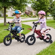 Costway 12 Kids Bike Motocross Style with Removable Training Wheels Dual Brake System for Ages 3-4 Years Black