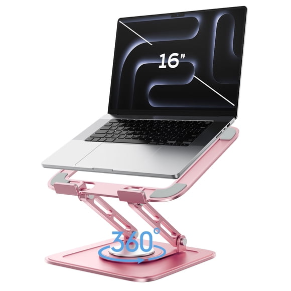 Soporte para laptop LOXP ajustable, giratorio 360°, plegable, para 10-16", rosa