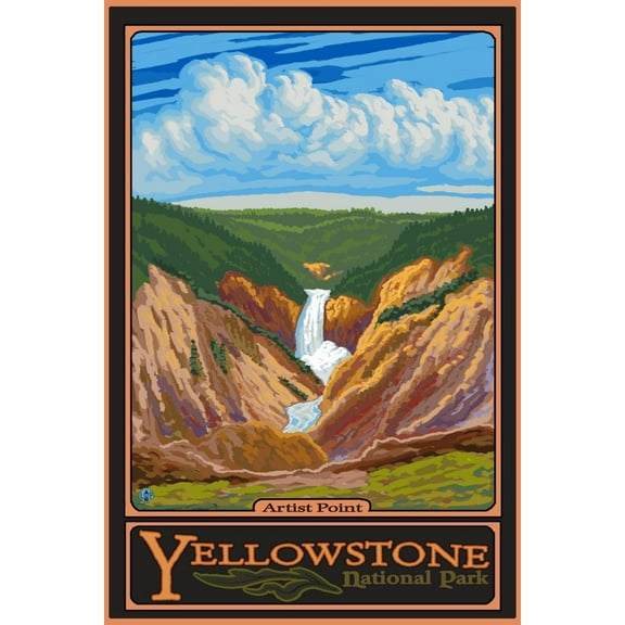 Art.com Artist Point, Yellowstone National Park, Wyoming Art Print by Lantern Press, 12" x 18"