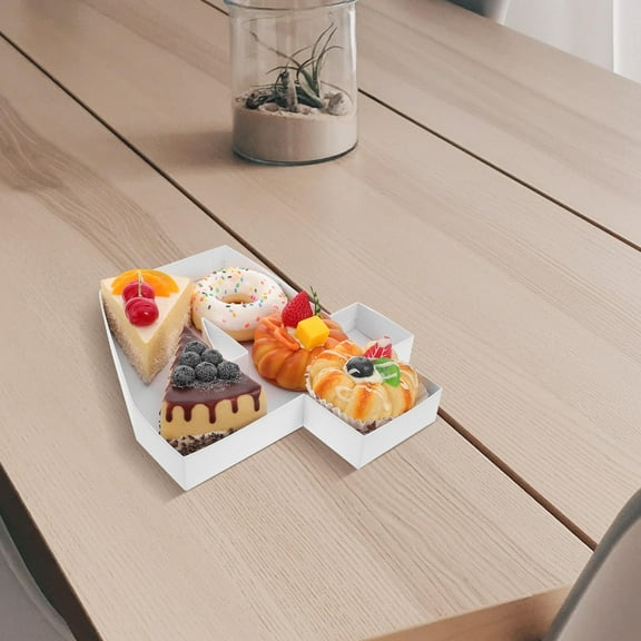 FRCOLOR Paper Number 4 Shaped Fillable Container Cardboard Snack Tray Charcuterie Grazing Board Chocolate Fondue Party Platter for Cupcake Berry Displays Birthday Decor