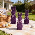 thumbnail image 6 of ZhyrZng 3pc Simulated Flocked Bunny, Adorable Easter Flocked Bunnies Figurine And Moss Rabbit Statues Featuring Vibrant Spring Colors For Desktop And Holiday Party Decorations, 6 of 7