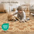 thumbnail image 4 of ODIKA 4'x6' Boho Diamond Accent Tile Design Antique Repeating Motif Warm Cream Washable Area Rug None Non-Slip, Chair-Friendly, Flatwoven for Home Office, Under Desk, 4 of 7