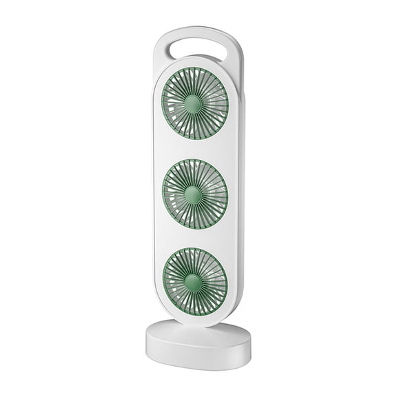 Desk Fan, Strong Airflow Triple Head, USB Rechargeable Portable Green, for Office Desktop Outdoor Camping Personal Cooling Use 1 Pack