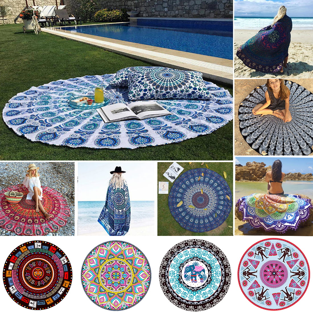 Indian Bohemian Mandala Tapestry Hippie Throw  Beach Towel Bedspread Yoga Mat. 