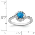 thumbnail image 2 of Primal Silver Sterling Silver Rhodium-plated Lab Created Blue Opal and Cubic Zirconia Halo Ring, 2 of 4