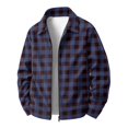 thumbnail image 6 of CCRFTGI Corduroy Jackets for Men Zip Up Bomber Casual Vintage Long Sleeve Lapel Collar Plaid Work Fall Winter Coats for Men Navy L, 6 of 7