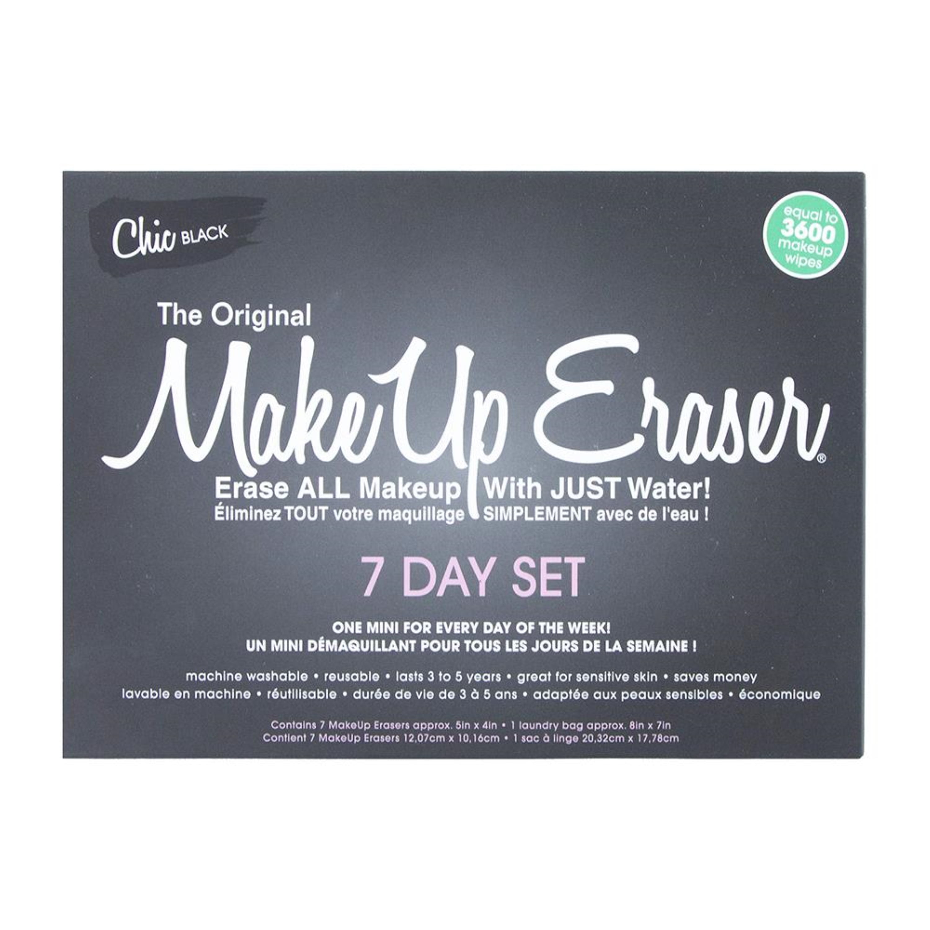 The Original MakeUp Eraser Chic Black 7-Day Set, Reusable Makeup Remover Cloth, 7 Count