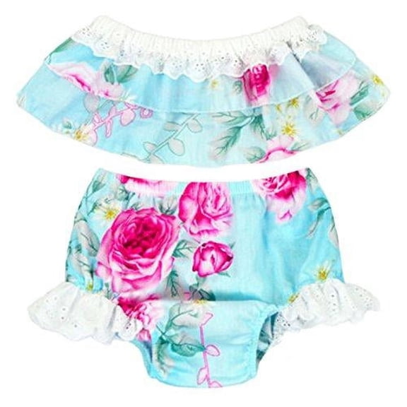 stylesilove Baby Girls 2 Pcs Summer Cute Off-Shoulder Tank Top Shorts Sunsuit