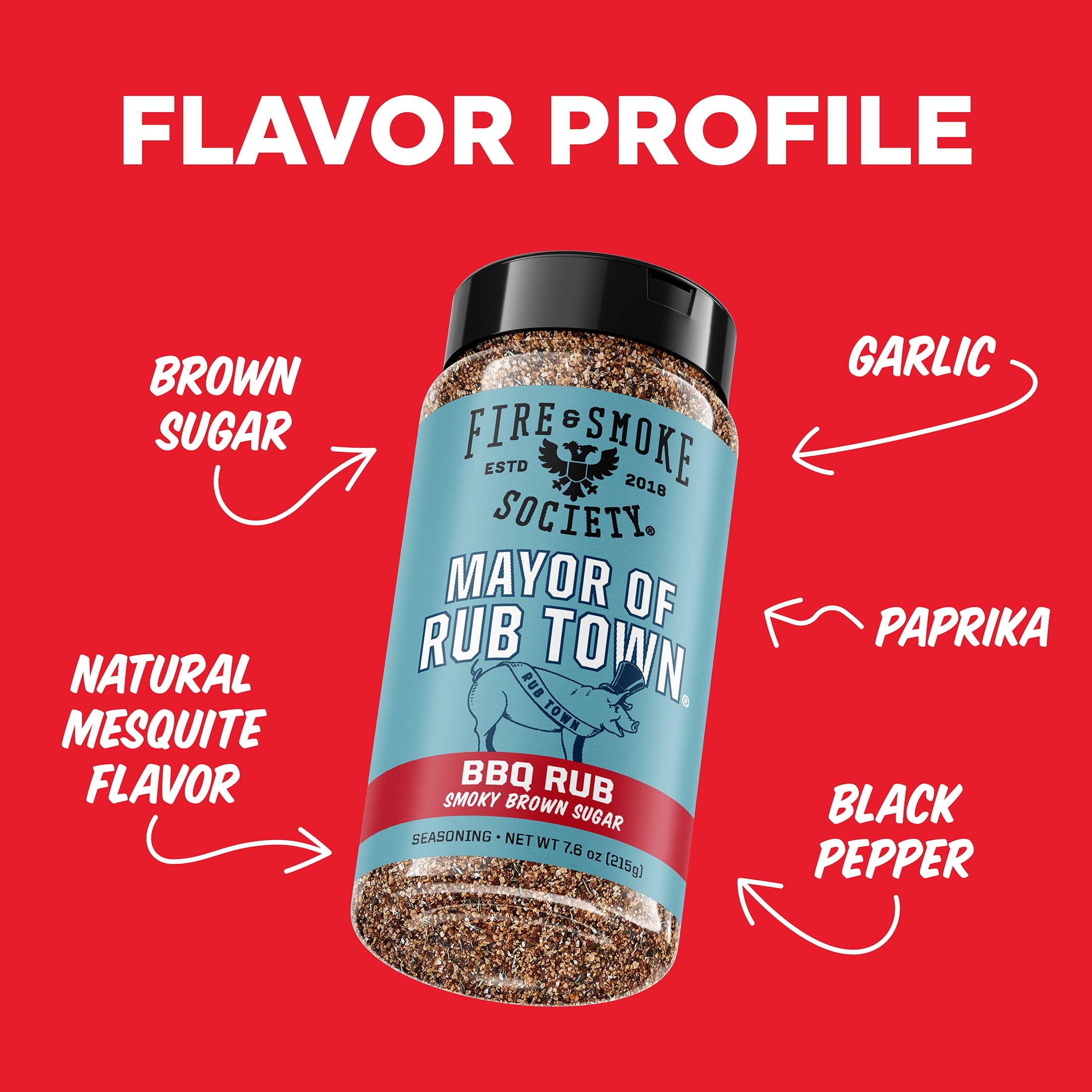 Fire & Smoke Society Mayor of Rubtown Barbecue Seasoning Rub, 7.6 Ounce