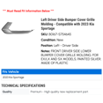 thumbnail image 2 of Left Driver Side Bumper Cover Grille Molding - Compatible with 2023 Kia Sportage, 2 of 2