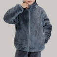 thumbnail image 5 of YMNXA Big Kids Girls Fuzzy Jacket With Pocket Long Sleeve Zip Up Solid Color Soft Warm Coat For Cold Weather Grey 1-2 Years, 5 of 6