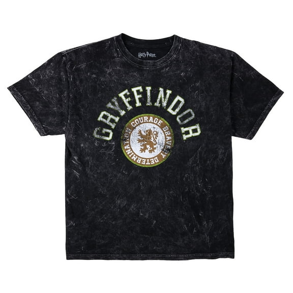 Harry Potter Gryffindor Varsity Men's Blue Vintage Mineral Wash Crew Neck Short Sleeve T-shirt-Small