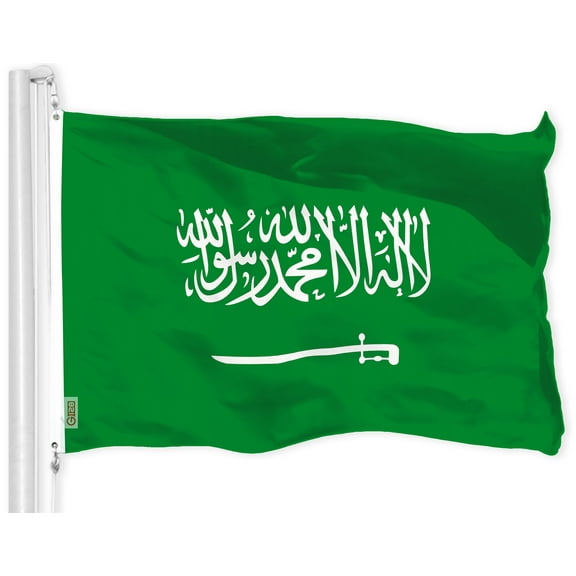 G128 - Saudi Arabia Flag 3x5 ft Printed Brass Grommets 150D Quality Polyester Flag Indoor/Outdoor - Much Thicker and More Durable than 100D and 75D Polyester