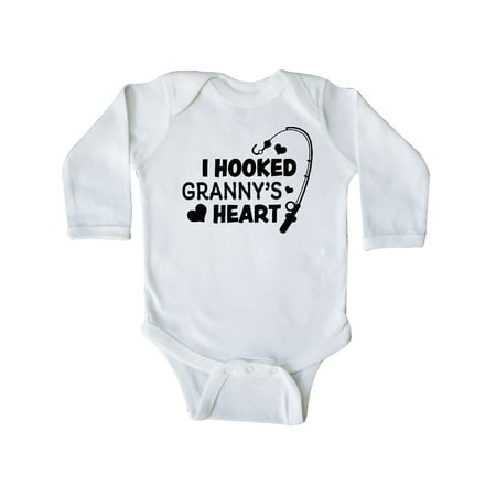 

Inktastic I Hooked Granny s Heart with Fishing Rod Gift Baby Boy or Baby Girl Long Sleeve Bodysuit