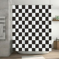 mvhsuoem Black & White Checkered Polyester Shower Curtain, 72" x 72" Waterproof