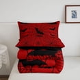 thumbnail image 5 of Homewish Gothic Halloween Spider Web Full Size Comforter Sets,Bat Spooky Pattern Bedding Comforter Set,Red Black,Black Reversible,3pcs,1 Comforter and 2 Pillowcases, 5 of 7
