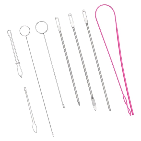 8Pcs Drawstring Threader Tool Set Flexible Drawstring Threader Drawstring Turner Hook Tweezers Sewing Threading Tool